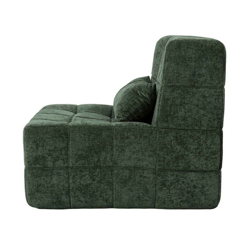 Ogromna jednokrevetna sofa od pune pjene od smaragdnozelenog samta s blok dizajnom