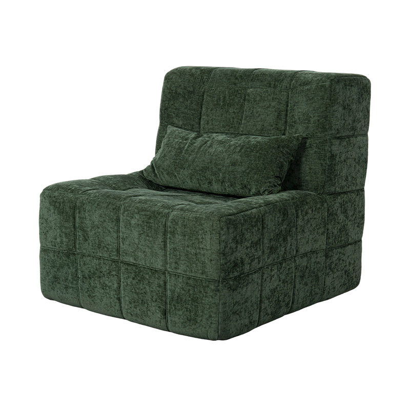 Ogromna jednokrevetna sofa od pune pjene od smaragdnozelenog samta s blok dizajnom