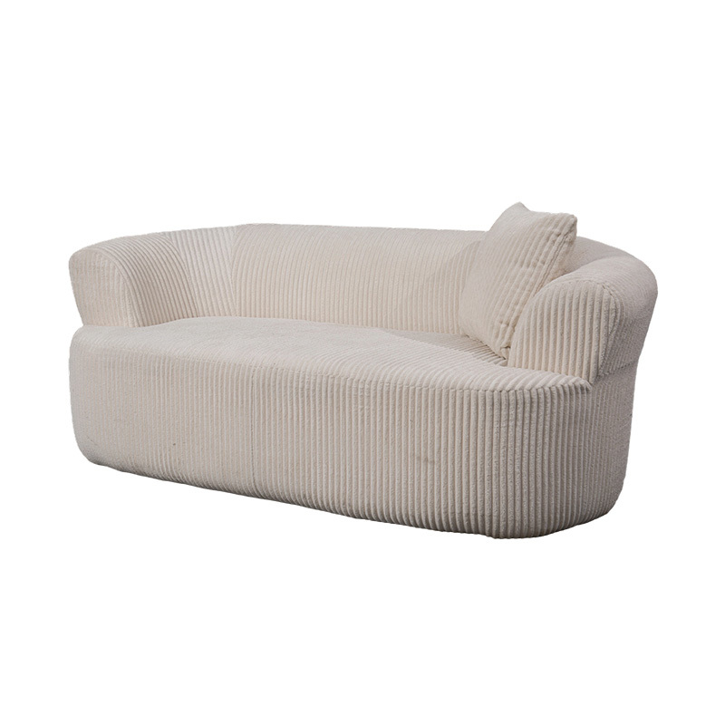 Dvostruka sofa od pune pjene od prljavo bijelog samta s odgovarajućim jastucima Dvostruka sofa od pune pjene od prljavo bijelog samta s odgovarajućim jastucima