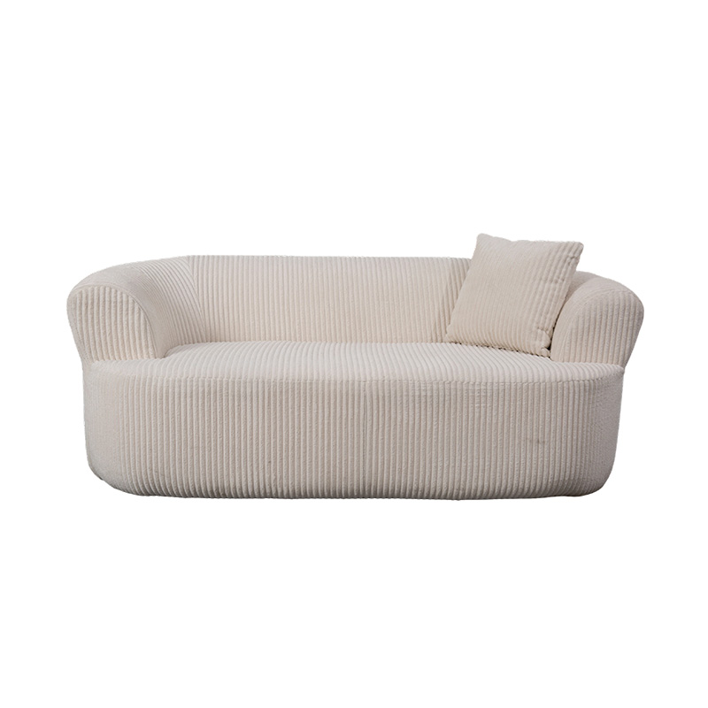 Dvostruka sofa od pune pjene od prljavo bijelog samta s odgovarajućim jastucima Dvostruka sofa od pune pjene od prljavo bijelog samta s odgovarajućim jastucima