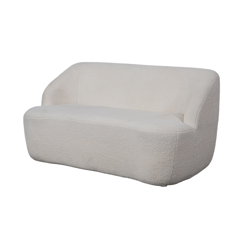 Zaobljena dupla sofa od krem umjetne sherpa tkanine za ugodan izgled Zaobljena dupla sofa od krem umjetne sherpa tkanine za ugodan izgled