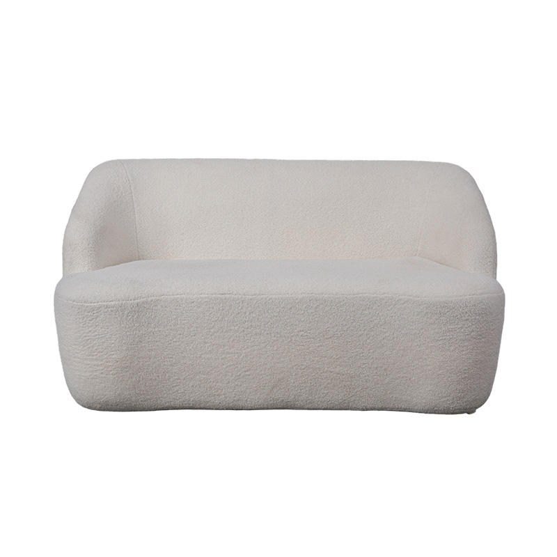 Zaobljena dupla sofa od krem umjetne sherpa tkanine za ugodan izgled Zaobljena dupla sofa od krem umjetne sherpa tkanine za ugodan izgled