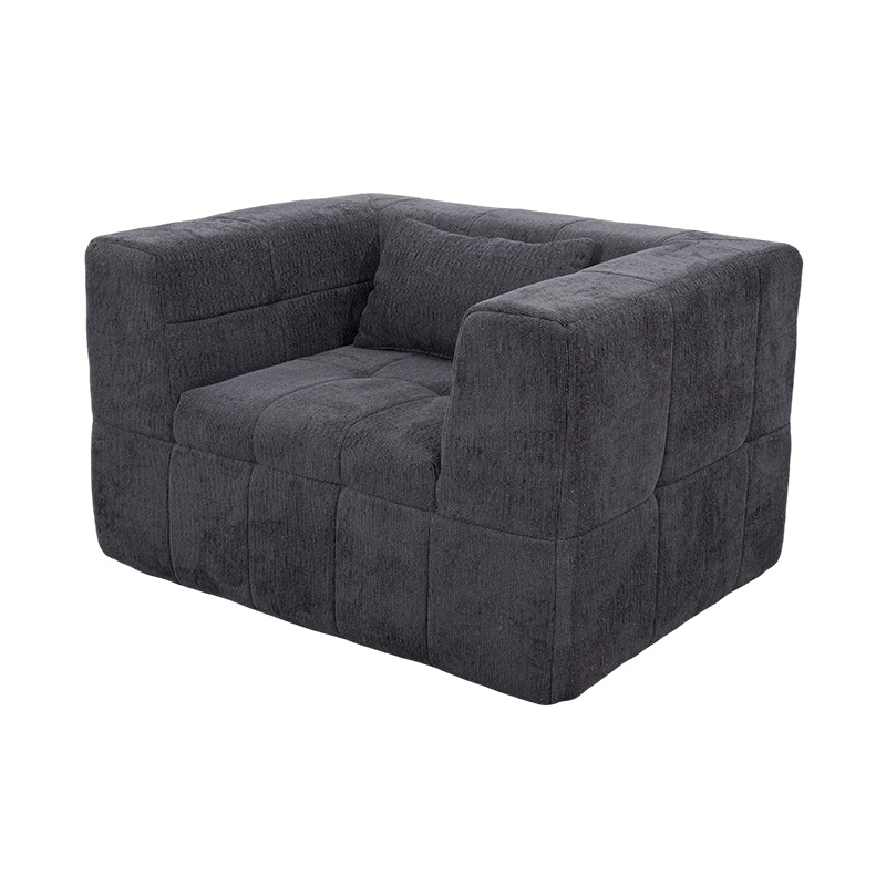 Jednokrevetna sofa od pune pjene s tamno sivim baršunom i geometrijskim blok dizajnom