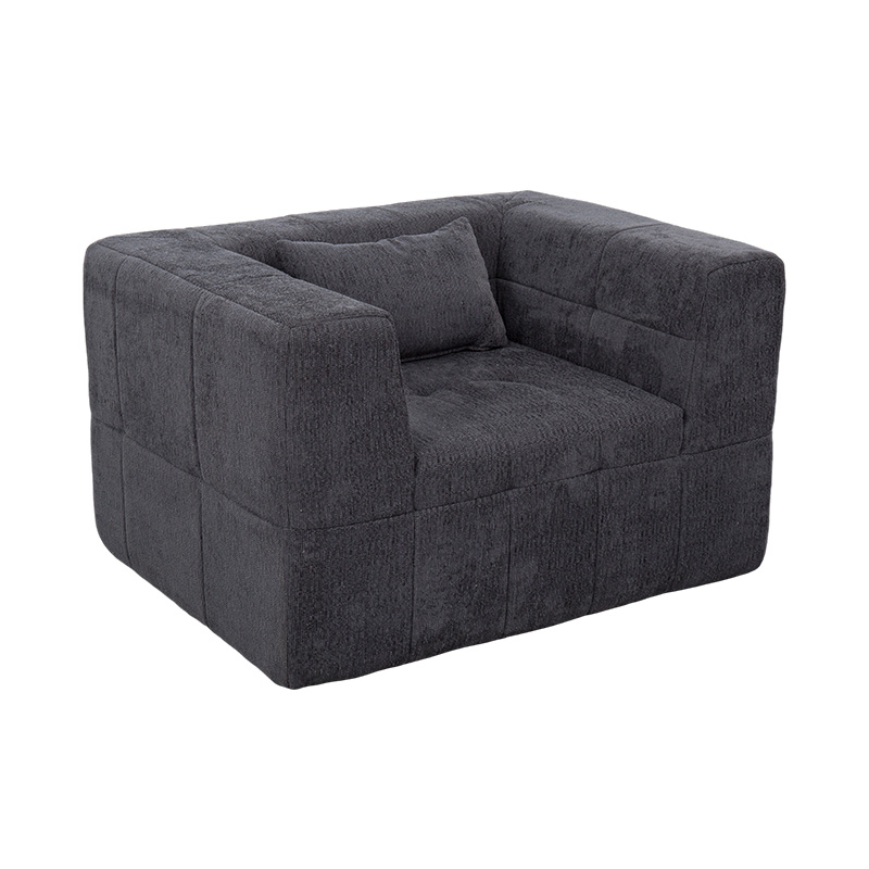 Jednokrevetna sofa od pune pjene s tamno sivim baršunom i geometrijskim blok dizajnom