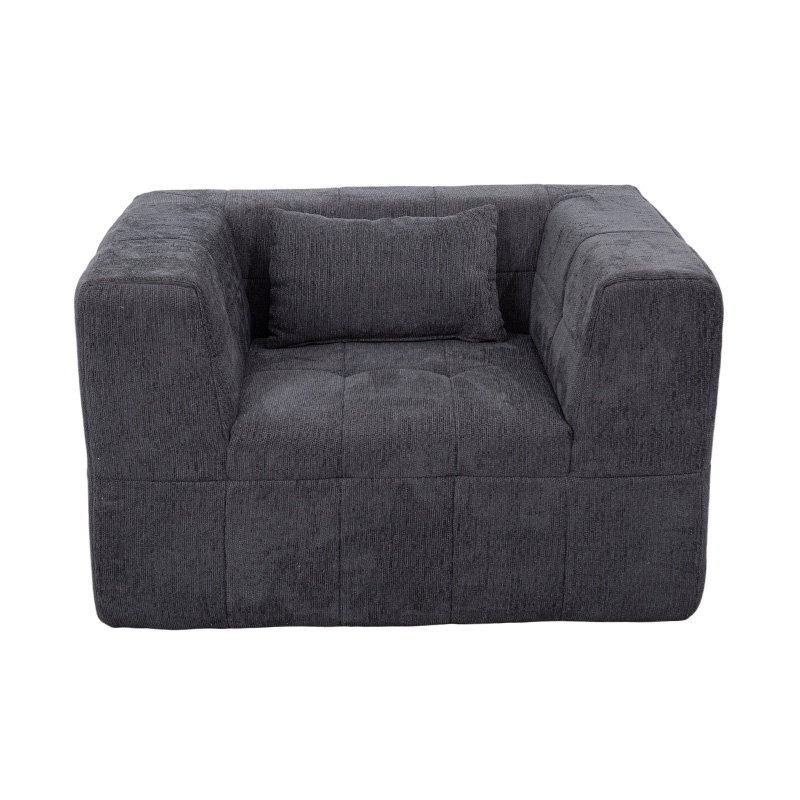 Jednokrevetna sofa od pune pjene s tamno sivim baršunom i geometrijskim blok dizajnom