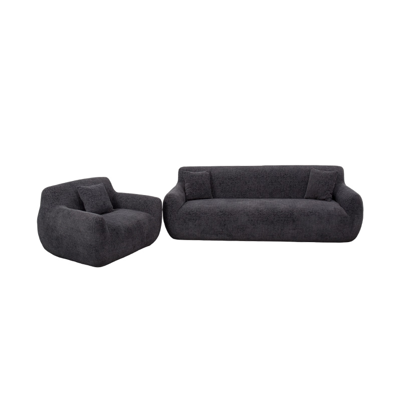 Sofa za jednu osobu u stilu zagrljaja od pune pjene s debelom šenilskom tkaninom i suptilnim jacquard uzorkom