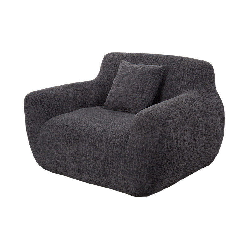 Sofa za jednu osobu u stilu zagrljaja od pune pjene s debelom šenilskom tkaninom i suptilnim jacquard uzorkom