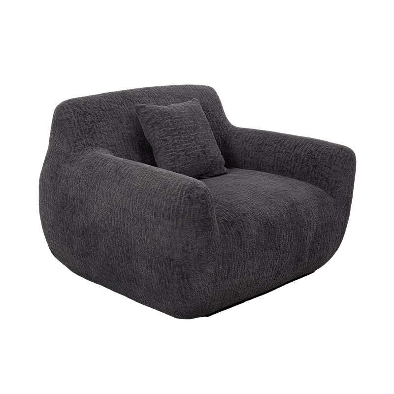 Sofa za jednu osobu u stilu zagrljaja od pune pjene s debelom šenilskom tkaninom i suptilnim jacquard uzorkom